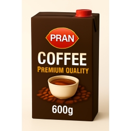 Pran Coffee 600g Tetra Pak –premium quality instant coffee in rectangular carton packaging, available for online purchase in Bangladesh