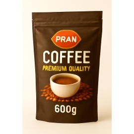 Pran Coffee 600g pouch  premium quality instant coffee in sealed flexible packaging, available online in Bangladesh