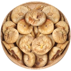 Dried figs from Turkey in a 500g pack, featuring whole or sliced brown to golden dried figs with a soft, chewy texture and natural fruit appearance.