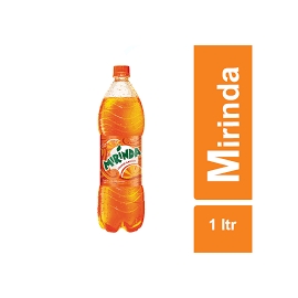 Mirinda Pet Bottle 1L Orange Flavored Carbonated Soft Drink In Plastic Bottle.