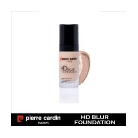 Pierre Cardin HD Blur Foundation, 1-piece liquid foundation designed to create a smooth, high-definition finish with a blurring effect on pores and imperfections, packaged in a sleek bottle with Pierre Cardin branding and product details on the label.