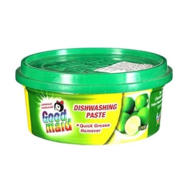 Goodmaid Dishwash Lime Paste 400g is a concentrated dishwashing paste that effectively removes grease, stubborn stains, and food residue from dishes, pots, pans, and cooking utensils. Its lime-fresh formula leaves your kitchenware clean with a refreshing citrus scent while being suitable for everyday use.