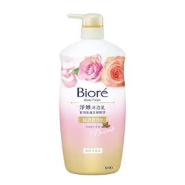 A 1000g bottle of Biore Cleansing Body Wash Elegant Rose 1000g, featuring a pump-style container with a clean, modern design, formulated to gently cleanse the skin while leaving a soft, elegant rose fragrance.