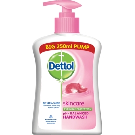 Dettol Handwash Skincare Pump 200ml bottle, liquid hand wash with pump dispenser designed to effectively clean hands, remove germs, and support everyday hygiene while helping maintain skin care and softness.