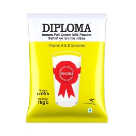 Diploma Milk Powder 1kg pack of full cream milk powder, rich and creamy instant milk suitable for tea, coffee, cooking, baking, and daily nutrition for the whole family.