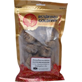 Goldfish Selected Dried Mushrooms 3 x 65g pack, containing dried edible mushrooms with a light brown, wrinkled appearance, commonly used for cooking and seasoning dishes.