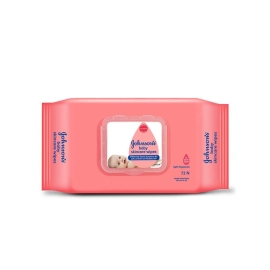 Johnson’s Baby Wipes, soft pre-moistened wipes designed for gentle cleaning of a baby’s delicate skin, helping remove dirt and maintain cleanliness while keeping skin soft and fresh.