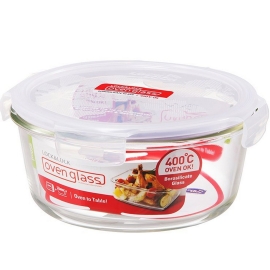 Lock & Lock Glass Crisper 950ml, 1 piece glass food storage container designed for airtight storage of food items while helping maintain freshness and providing a durable, heat-resistant storage solution for kitchen use.