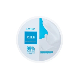 Lavino Milk 99% Soothing Gel 250ml bottle for moisturizing and soothing skin, suitable for daily face and body care.