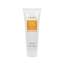Lavino Vitamin C Glowing Face Wash 100ml tube displayed on a white background, facial cleanser formulated with Vitamin C for glowing skin.