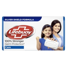 Lifebuoy Care Soap 100g bar in its original packaging, moisturizing antibacterial soap for daily hand and body cleansing.