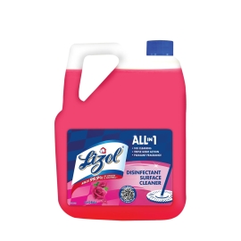 Lizol Floor & Surface Cleaner Floral 5L canister, multipurpose disinfectant cleaner that removes dirt and tough stains, kills 99.9% of germs, and leaves floors and surfaces clean with a long-lasting floral fragrance.