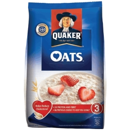 Quaker Oats 450g pack of whole grain oats, rich in fiber and nutrients, suitable for making porridge, smoothies, baking, and healthy breakfast meals for daily nutrition.