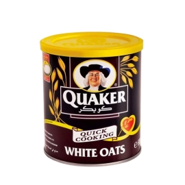 Quaker Oats Cereals White 500g pack of whole grain white oats cereal, rich in fiber and nutrients, suitable for making porridge, smoothies, baking, and healthy breakfast recipes.