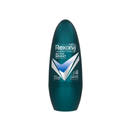 Rexona Activ Bright Roll-On 45 ml (Indonesia) deodorant, presented in a compact cylindrical roll-on bottle with clean white and blue Rexona branding, featuring a smooth applicator ball and formulated to provide long-lasting odor protection and underarm care with a brightening effect.