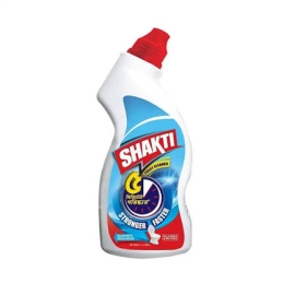 Shakti Toilet Cleaner 750ml bottle with powerful cleaning formula, removes tough stains and limescale, kills germs, deodorizes toilet bowls, and leaves a fresh, hygienic finish.