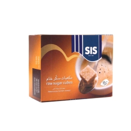 SIS Raw Sugar Cubes 500g pack of natural raw sugar cubes with a light brown color and mild molasses flavor, convenient for sweetening tea, coffee, and beverages.