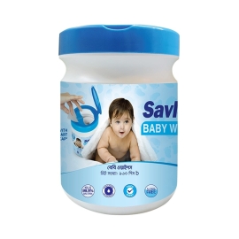 Savlon Baby Wipes Jar, 160 pieces, soft pre-moistened wipes designed for gentle cleaning of a baby’s skin, helping remove dirt and maintain hygiene while keeping skin fresh and comfortable.