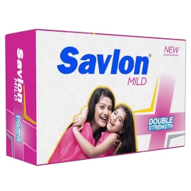 A 100g bar of Savlon Mild Antiseptic Soap designed for gentle cleansing and germ protection, typically packaged in a white and blue medical-style wrapper for everyday hygiene use.