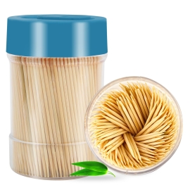 Single disposable toothpick for cleaning between teeth, typically made of wood or plastic, shown as a small thin pointed stick sold individually.