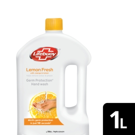 Lifebuoy Liquid Handwash Lemon Fresh Jar 1L container, liquid hand wash designed to effectively clean hands, remove germs, and support everyday hygiene with a fresh lemon fragrance.