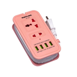 Maxline 4 USB Travel Multi Fast Charger with 6-foot cable, 1 piece, multi-port USB charging adapter designed to charge up to four devices simultaneously with a long power cable for convenient home or travel use.