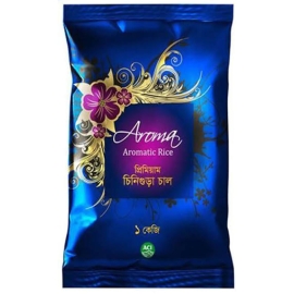 ACI Aroma Aromatic Chinigura Rice 1Kg pack featuring premium Chinigura rice with fine grains, rich natural aroma, and a soft, flavorful texture perfect for traditional Bangladeshi dishes.