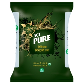 ACI Pure Fortified Najirshail Rice 5Kg pack featuring premium Najirshail rice enriched with nutrients, fine grains, natural aroma, and a soft, fluffy texture ideal for everyday meals.
