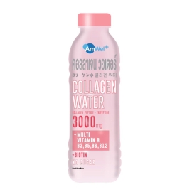 Amwel Plus Collagen Water No Sugar 500ml bottle, a 500ml ready-to-drink collagen-infused beverage with no added sugar, typically consumed as a functional drink for hydration and skin health support.