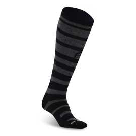 One pair of black casual long socks featuring a spiral stripe pattern, designed for everyday comfort and casual wear.