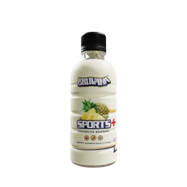 Bruvana Sports+ Electrolyte Beverage Pineapple 250ml bottle, a 250ml ready-to-drink pineapple-flavoured sports beverage containing electrolytes, used to help hydrate and replenish minerals after physical activity.