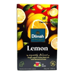 Dilmah Lemon Tea Bags 20x30g pack with lemon-flavored tea bags for a refreshing citrus tea experience.