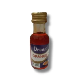 Dreem Food Colour Orange 28ml bottle, a 28ml liquid food coloring used to add orange color to cakes, icing, desserts, and beverages for decorative and baking purposes.