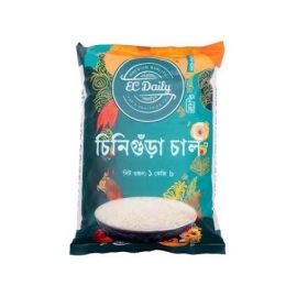 Ec Daily Chinigura Rice 1kg pack featuring aromatic Chinigura rice with fine grains, rich natural fragrance, and a soft texture ideal for preparing traditional Bangladeshi dishes.
