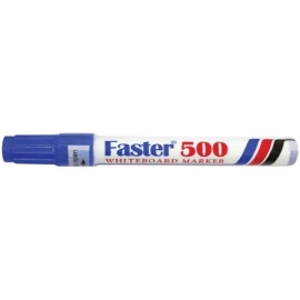 Faster 500 Whiteboard Marker Blue, 1 piece dry-erase marker designed for smooth writing and drawing on whiteboards, providing clear blue ink that is easy to erase for classroom, office, and presentation use.