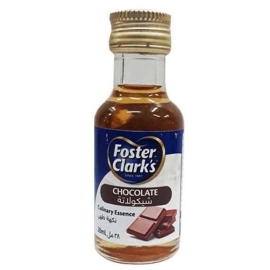 Foster Clark’s Chocolate Essence 28ml bottle, a 28ml bottle of concentrated chocolate-flavored essence used to enhance the aroma and taste of cakes, desserts, beverages, and baked goods.