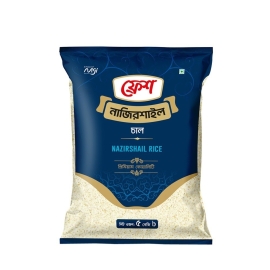 Fresh Nazirshal Rice 5Kg pack featuring premium Nazirshal rice with fine grains, natural aroma, and a soft, fluffy texture ideal for everyday meals and traditional Bangladeshi dishes.