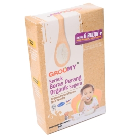 Groomy Organic Instant Brown Rice Powder 200g – packaged brown rice powder for quick and convenient preparation.