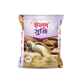 Ifad Suji 500g pack, a 500g packet of fine semolina (suji) used in cooking and baking, commonly prepared for porridge, desserts, and savory dishes.