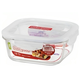 Lock & Lock Borosilicate Heat Resistant Glass Square 750ml, 1 unit glass food storage container designed for safe storage and reheating of food, offering airtight sealing and durable heat-resistant performance for everyday kitchen use.