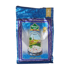 Mehran Kernel Basmati Rice 2kg pack featuring premium long-grain basmati rice from Pakistan with rich aroma, delicate flavor, and fluffy texture after cooking, ideal for biryani and special meals.