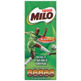Milo Activ Go 200ml ready-to-drink chocolate malt beverage pack with a rich malt and cocoa flavour, fortified with essential vitamins and minerals for energy and active lifestyles.