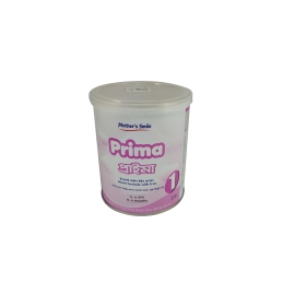 Mothers Smile Prima 1 Infant Formula Milk Powder, 400g canister with blue and white packaging, suitable for newborns to 6 months, front view of sealed container.