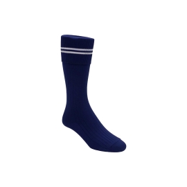 Navy casual long socks with spiral stripe pattern, one pair, soft and comfortable for everyday wear.