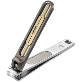 Omuda Nail Clipper 3001-8, 1-piece stainless steel nail clipper with sharp curved blades, ergonomic grip, and built-in nail file, designed for precise fingernail and toenail trimming for home or travel use.