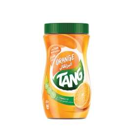 Tang Orange Powder Drink 750g jar, a 750g container of orange-flavoured instant drink powder used to prepare a sweet citrus beverage by mixing with water.