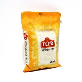 Teer Chinigura Rice 1Kg pack featuring premium aromatic Chinigura rice with fine grains, rich natural fragrance, and a soft, flavorful texture perfect for traditional Bangladeshi dishes.