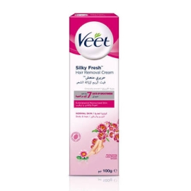 Veet Hair Removal Cream for Normal Skin, 100g tube, depilatory cream for smooth, hair-free skin.