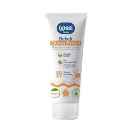 Wee Baby Baby Sunscreen Cream SPF formula, 75ml tube, providing broad-spectrum sun protection for babies' delicate skin.
