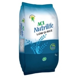 ACI Nutrilife Low GI Rice 1Kg pack featuring specially formulated low glycemic index rice with quality grains, balanced nutrition, and a soft texture ideal for healthy everyday meals.